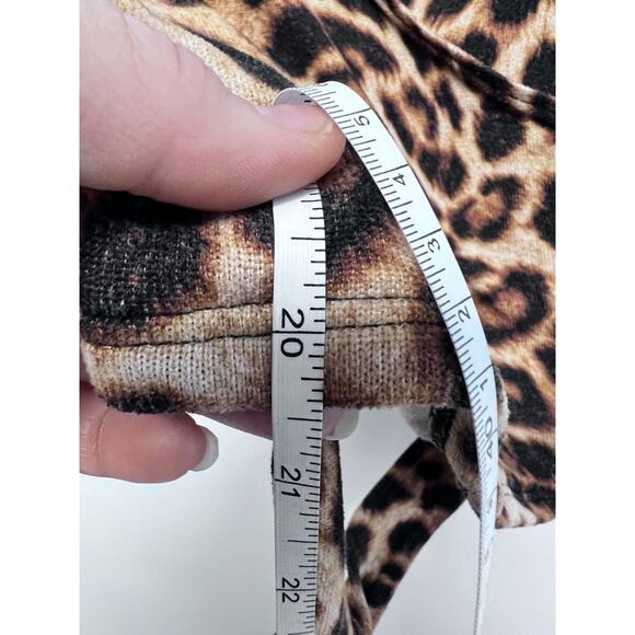 Y2K Leopard Animal Print 90s Large Top Faux Wrap Fitted V-neck Grunge Goth USA - Picture 8 of 9